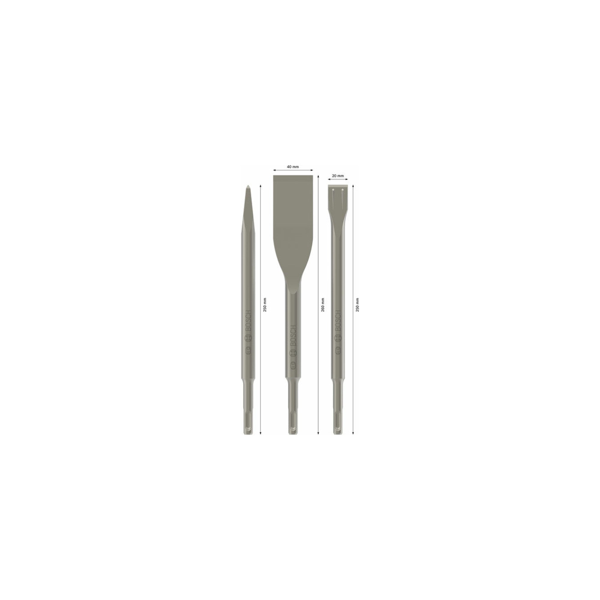 Bosch Meißel-Set mit SDS plus 3-teilig 250 250 260 x 20 40 mm