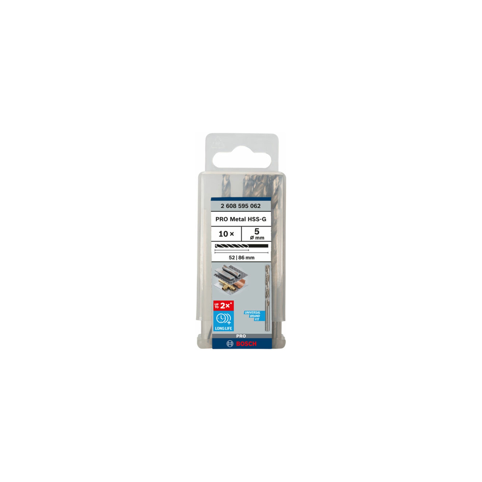 Bosch Metallbohrer HSS-G DIN 338 5 x 52 x 86 mm 10 Stk