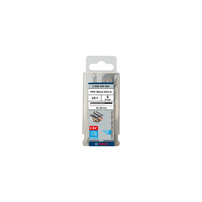 Bosch Metallbohrer HSS-G DIN 338 5 x 52 x 86 mm 10 Stk