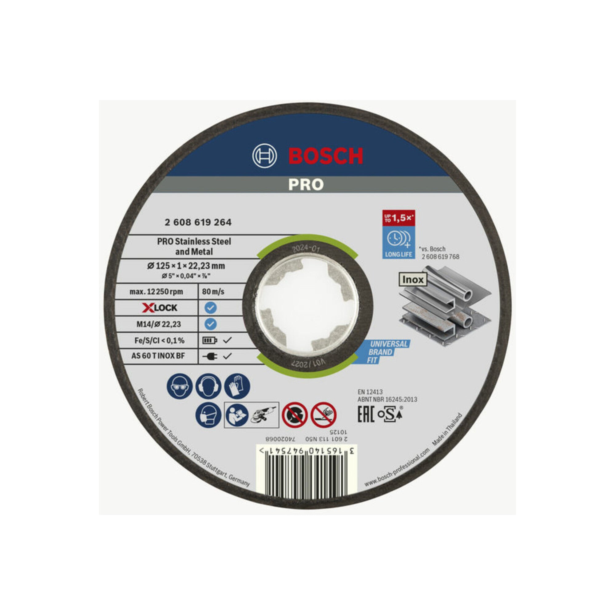 Bosch Power Tools X-LOCK Trennscheibe 125x1mm Rapido INOX 2608619264 25 Stk