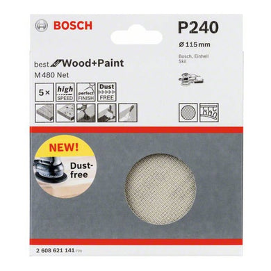 Bosch Schleifblatt M480 Net Best for Wood and Paint 115 mm 240 5 Stk