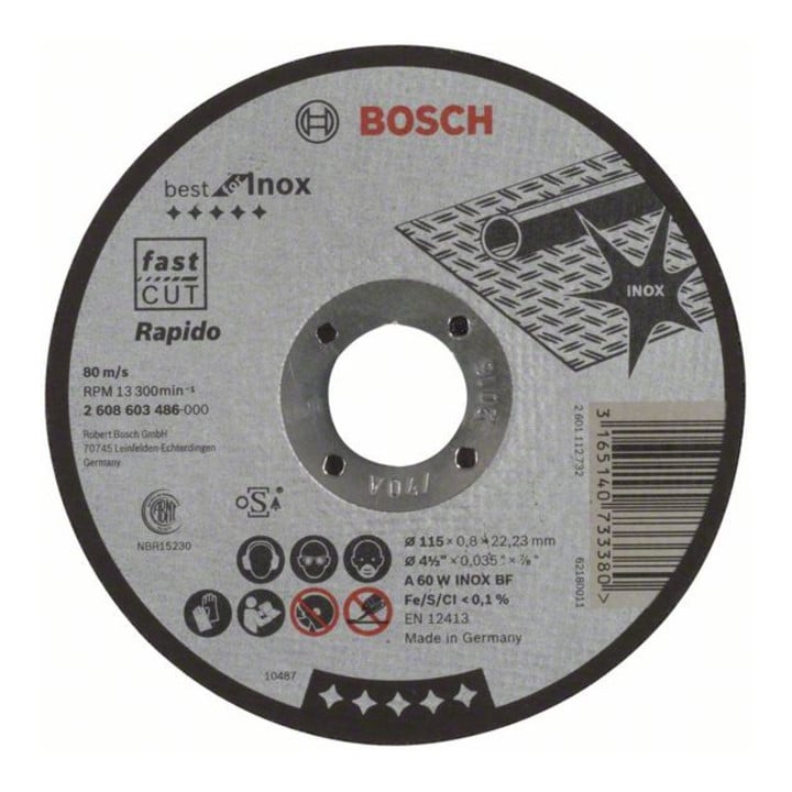 Bosch Trennscheibe gerade Best for Inox Rapido A 60 W INOX BF, 115 mm, 22,23 mm
