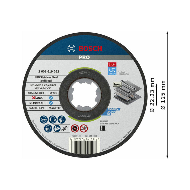 Bosch Trennscheibe X-LOCK gerade Standard for Inox WA 60 T BF 125 x 1 mm 25 Stk