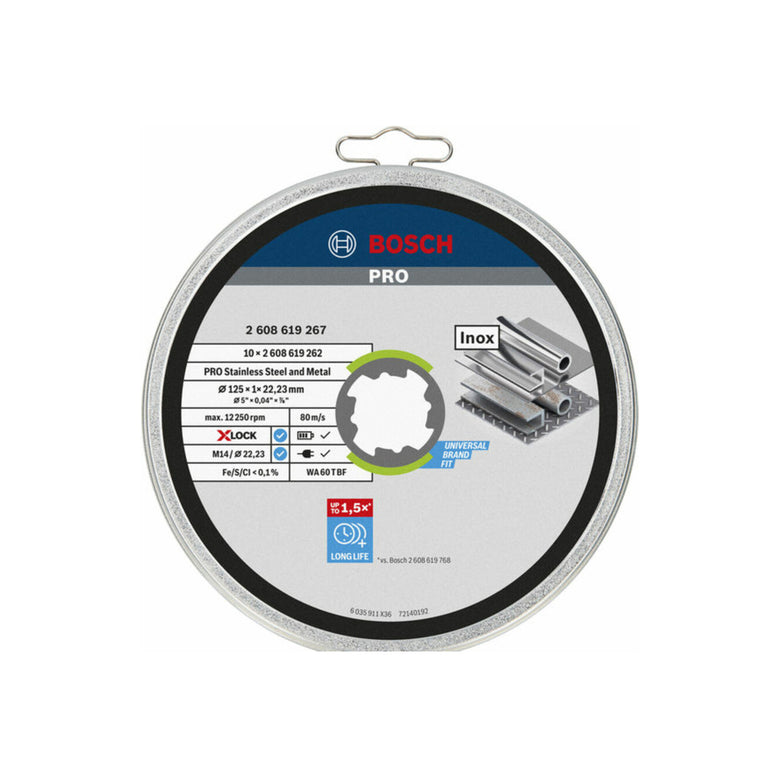 Bosch Trennscheibe X-LOCK gerade Standard for Inox WA 60 T BF 125 x 1 mm 10 Stk