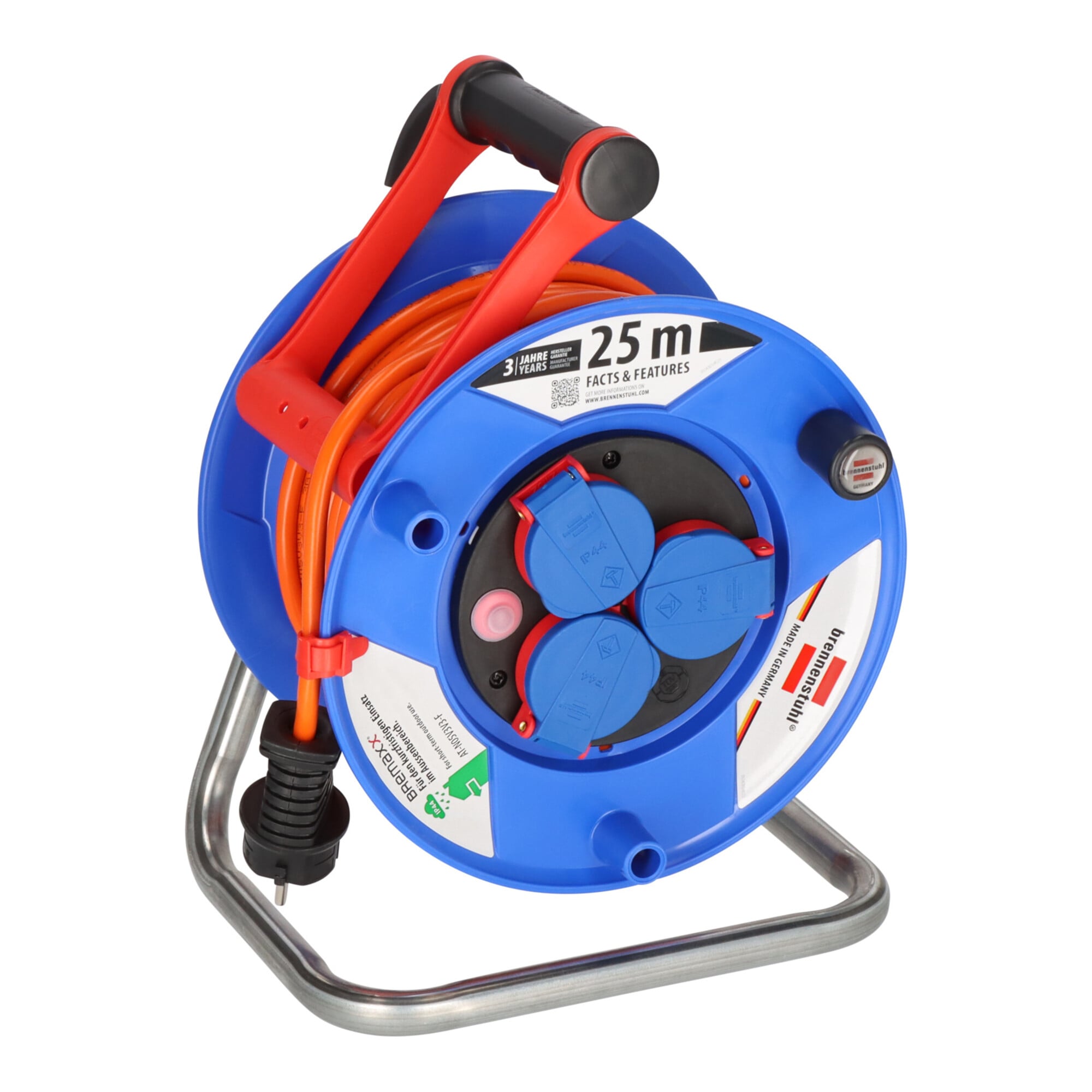Brennenstuhl Garant IP44 Kabeltrommel, 25m Kabel in orange