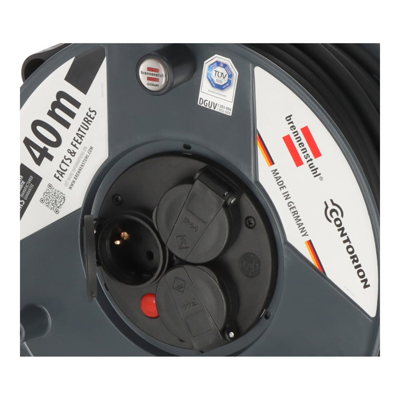 Brennenstuhl x Contorion Kabeltrommel 40m IP44 ( 3 Schutzkontakt-Steckdosen