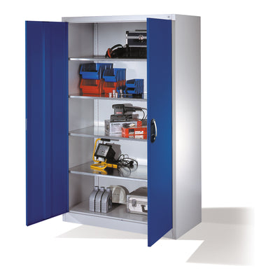 C+P Werkzeugschrank mit Drehtüren, innen 4 Böden, H1950xB1200xT600mm Front