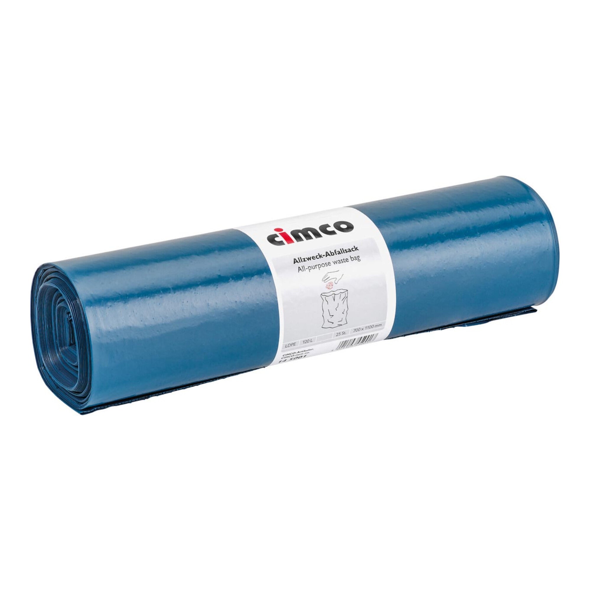Cimco Müllbeutel 120l, blau 25 Sack auf Rolle 145001