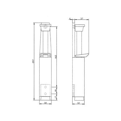 DENI Türfeststeller 3837 0060 22 Zinkdruckg. silber lack. Hubh. 60mm Türmontage
