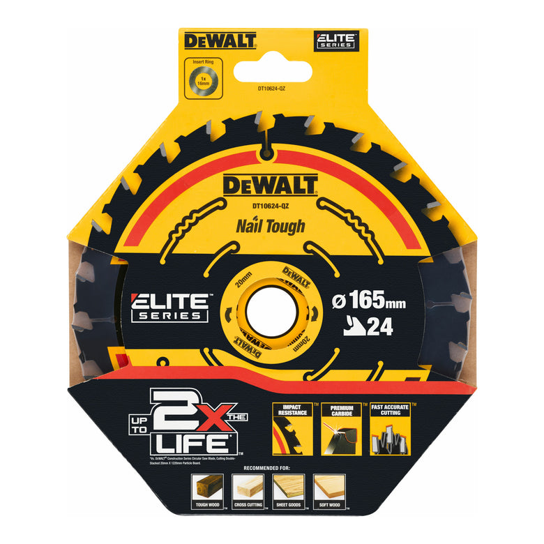 DEWALT Kreissägeblatt Akku 165/20 mm 24WZ DT10624-QZ