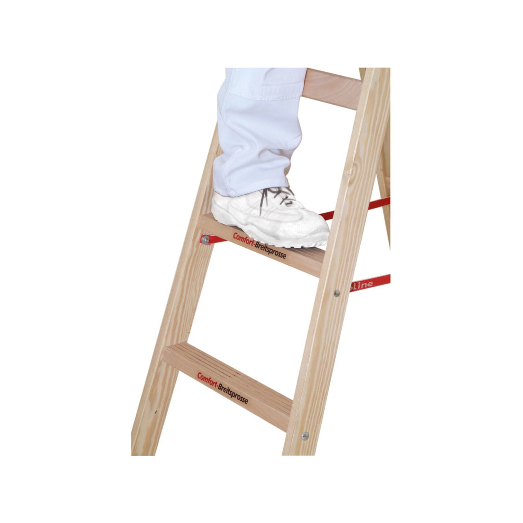 Euroline Holz-Sprossenstehleiter Nr. 10504 2 x 6 Comfort-Breitsprossen