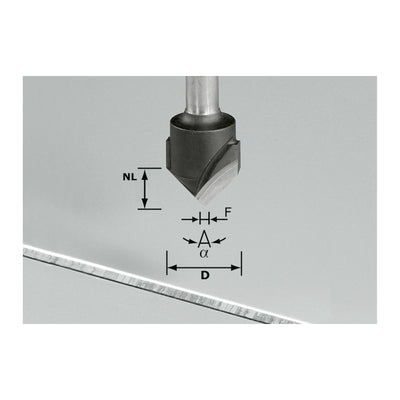 Festool V-Nutfräser HW Schaft 8 mm HW S8 D18-90° (Alu)