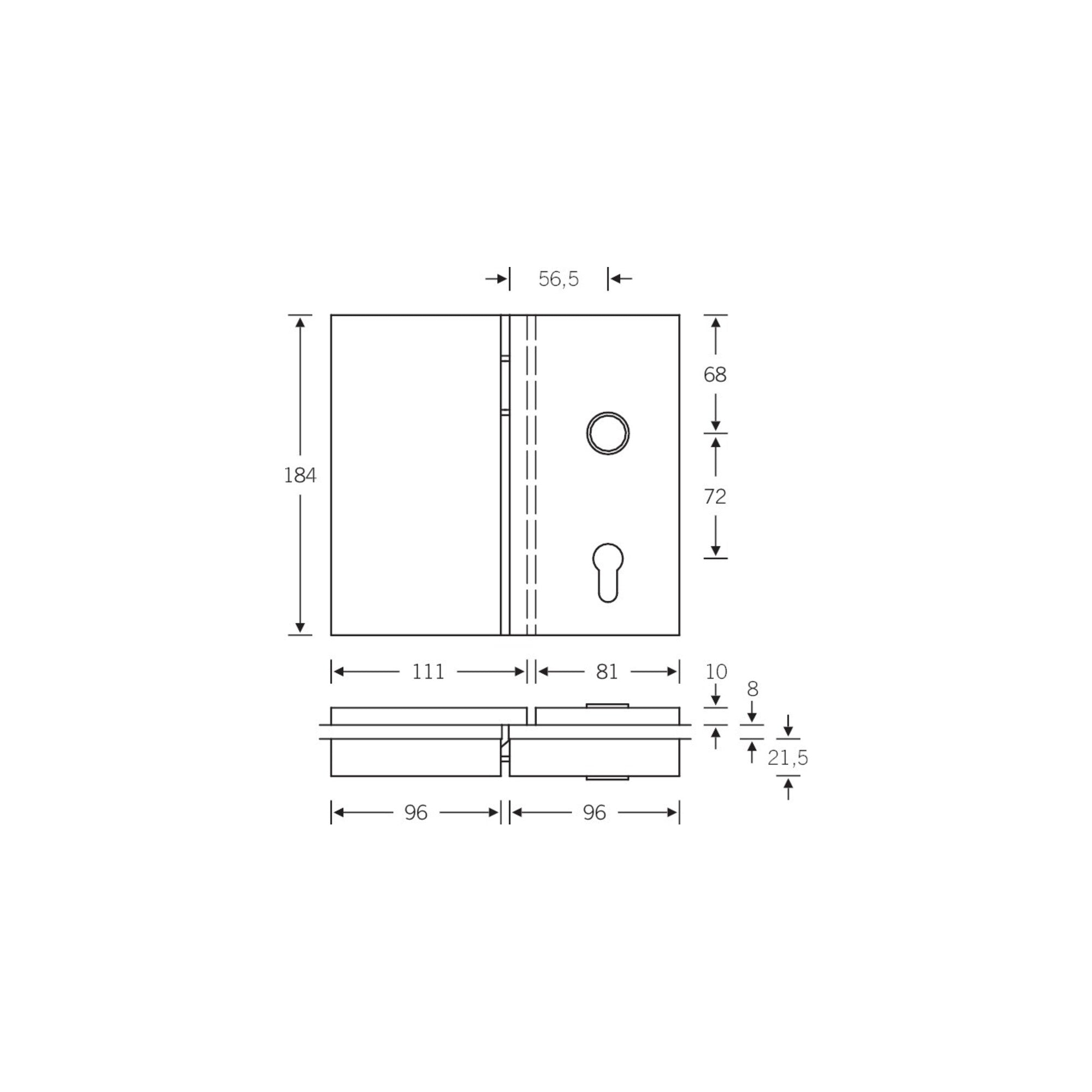 FSB GLT-Beschlag, VK8, PZ, ls., 0 13 4220, eckig, F69