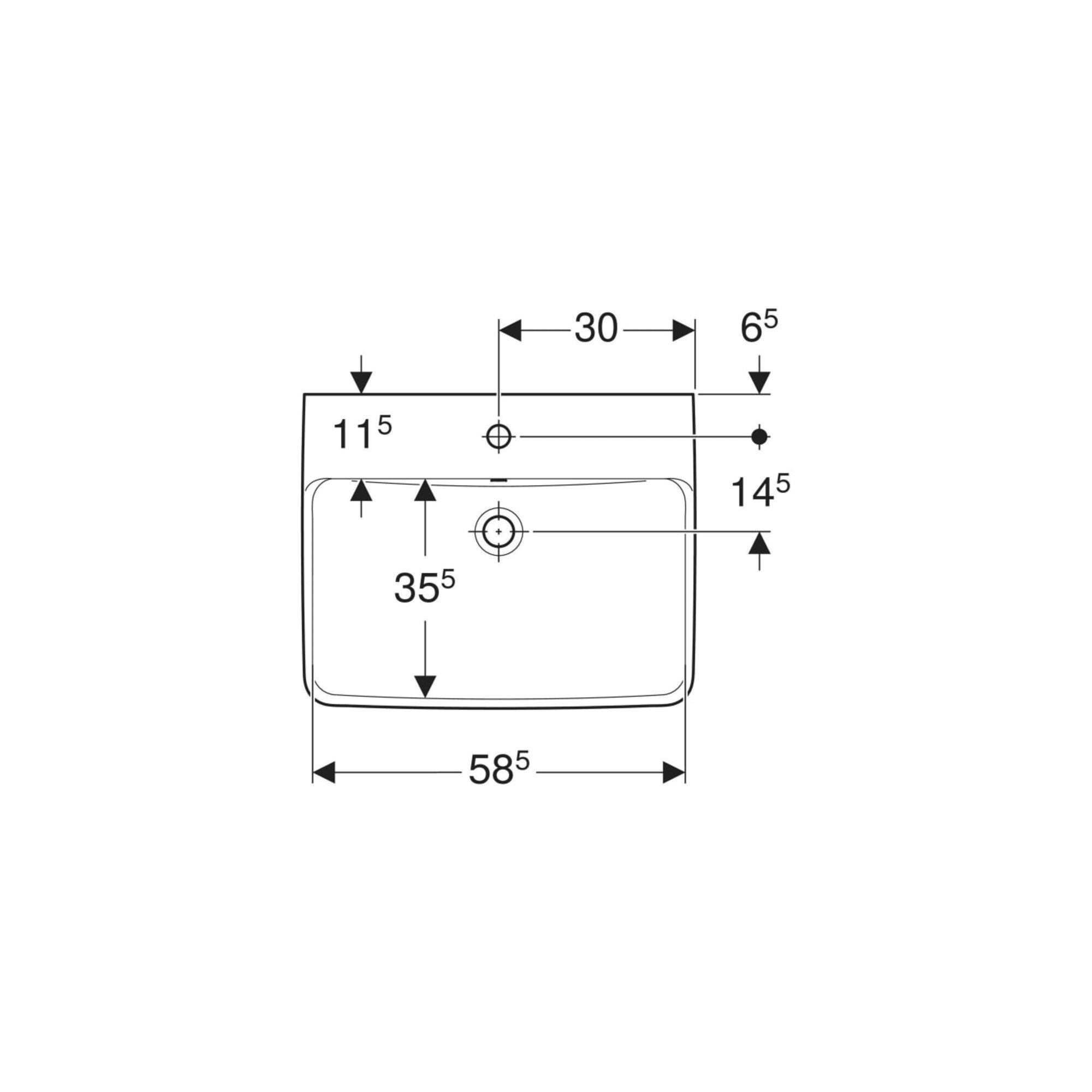 Geberit Waschtisch Renova Plan 60x48cm, Hahnl. mit., mit Überlauf, weiß