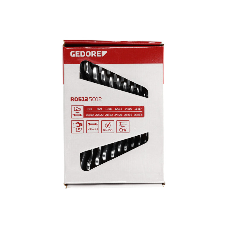 Gedore red Doppelmaulschlüssel Satz, Set 12-teilig, SW 6-32 mm, metrisch, kurz