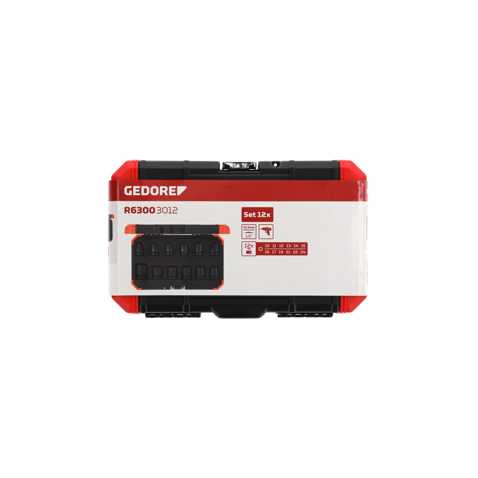 Gedore red Schlagschrauber-Steckschlüssel-Satz, Set 12-tlg, 1/2", 6-kant Nuss