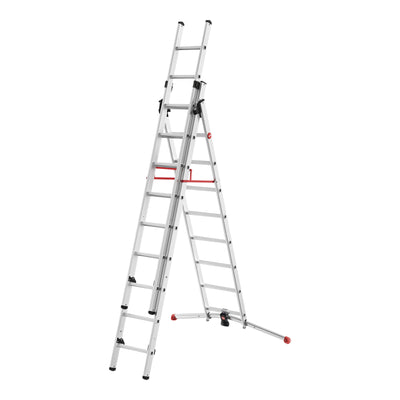 Hailo S100 ProfiLOT, Aluminium Kombileiter 3-teilig, 2x9 + 1x8 Sprossen