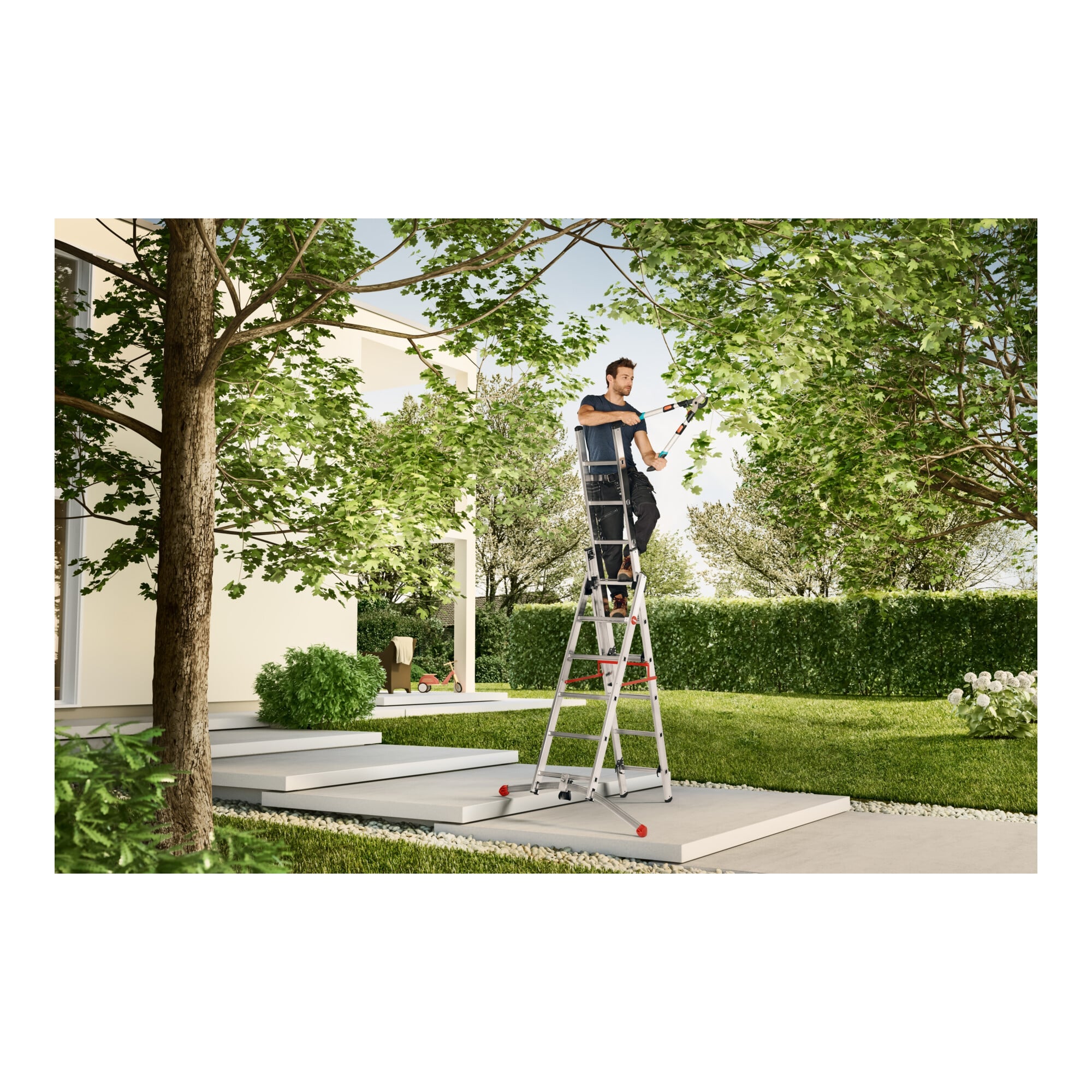 Hailo S100 ProfiLOT, Aluminium Kombileiter 3-teilig, 2x9 + 1x8 Sprossen