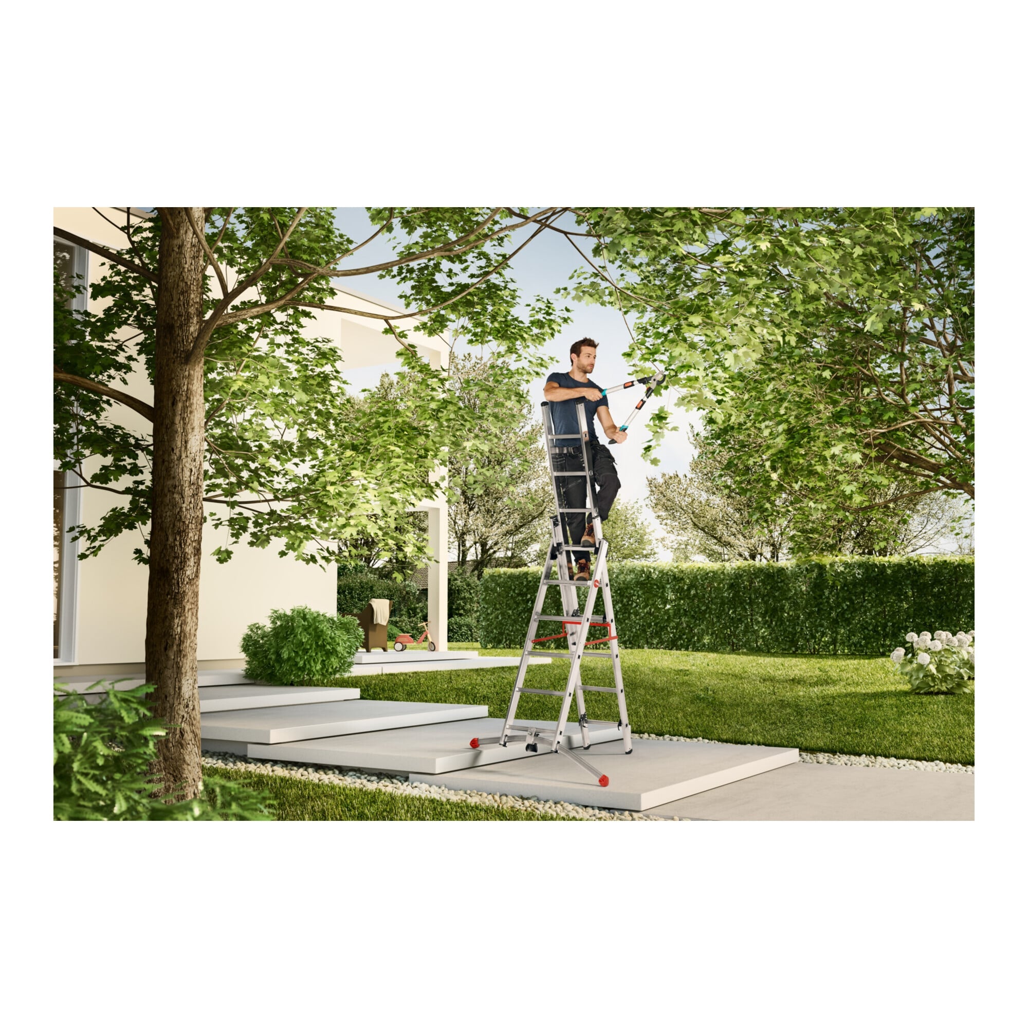 Hailo S100 ProfiLOT, Aluminium Kombileiter 3-teilig, 3x12 Sprossen
