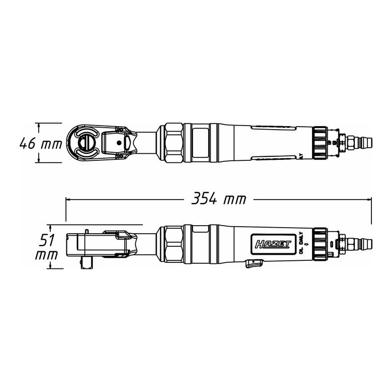 HAZET Hochleistungs-Ratschenschrauber 9022P-1 Vierkant massiv 12,5 mm (1/2 Zoll)