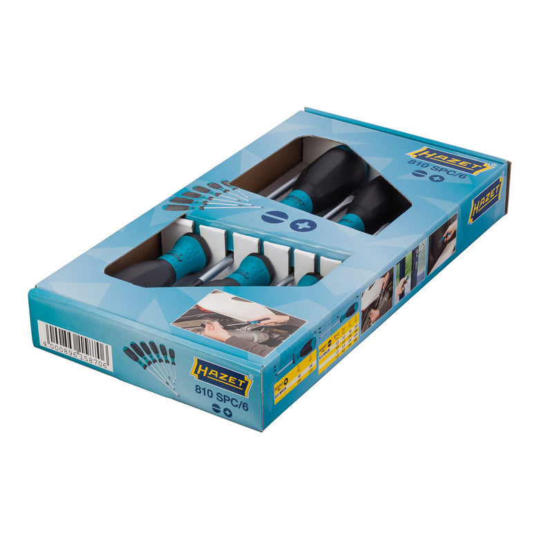 HAZET Schraubendreher-Satz 810SPC/6 ∙ Schlitz Profil, Kreuzschlitz Profil PH ∙