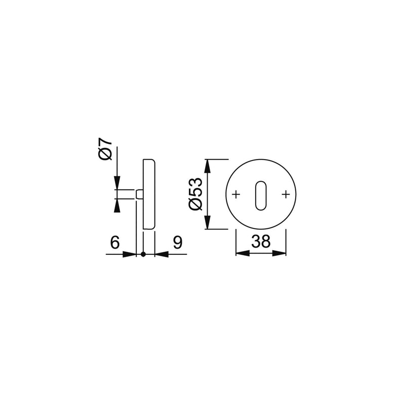 Hoppe Schlüsselrosetten-Paar 42KVS/E42KVS Alu. F1 Schildstärke 9mm OB rd.
