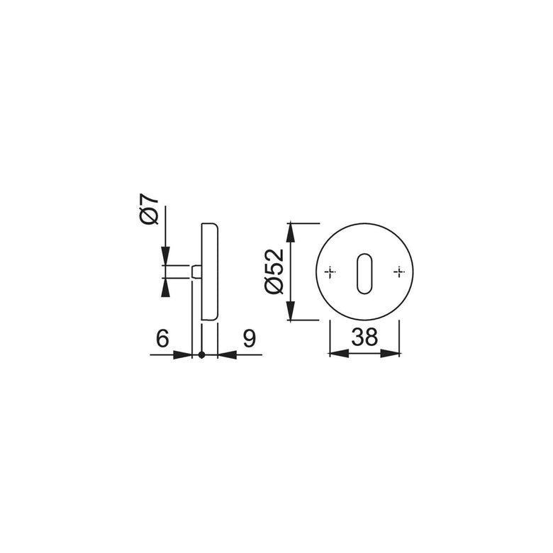 Hoppe Schlüsselrosetten-Paar 42KVS/E42KVS Alu. F1 Schildstärke 9mm OB rd.