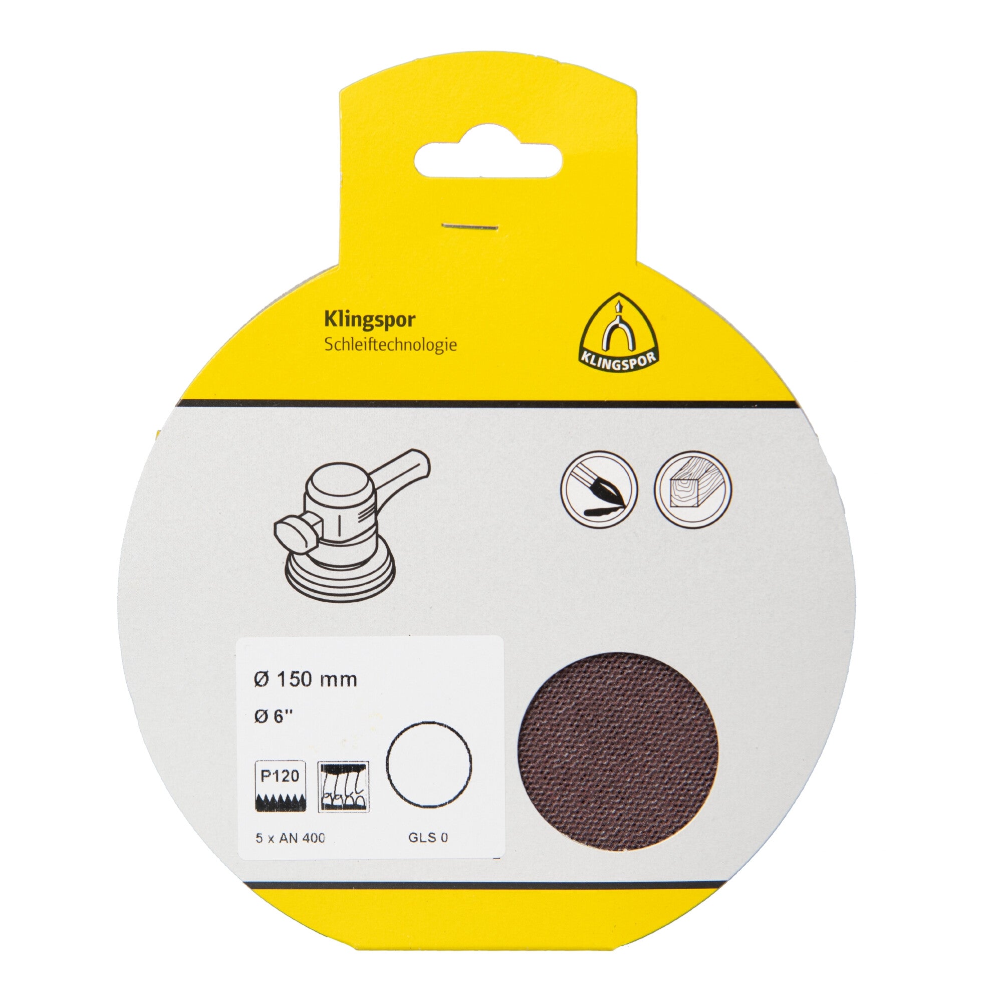 Klingspor AN 400 Gitterscheiben, Korn 180 150 mm, SB-verpackt im Reiter 5 Stk