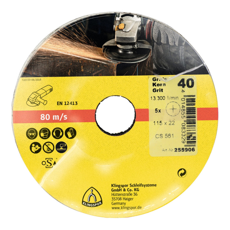 Klingspor CS 561 Fiberscheiben, 125 x 22 mm Korn 24 Sternloch, SB-verpackt in