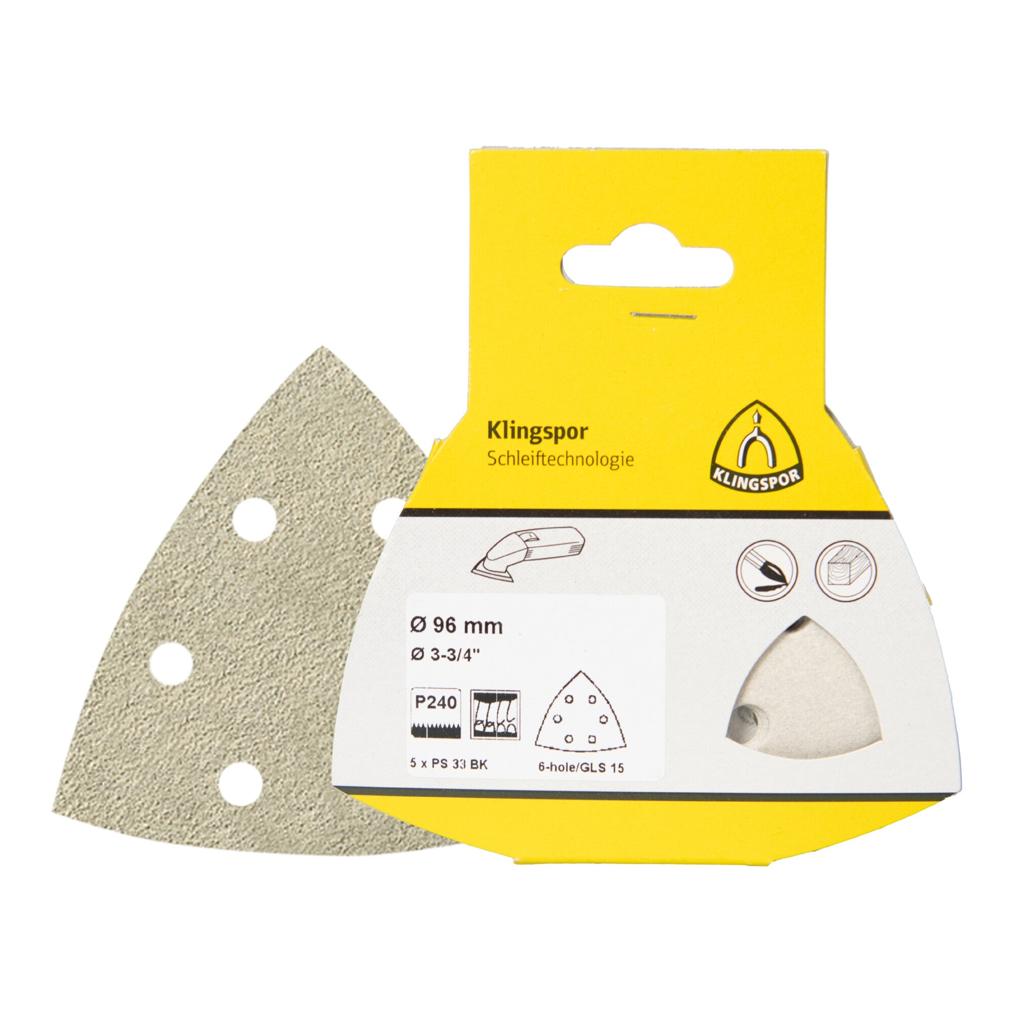 Klingspor PS 33 BK Scheiben kletthaftend, 96 mm Korn 240 Lochform GLS15