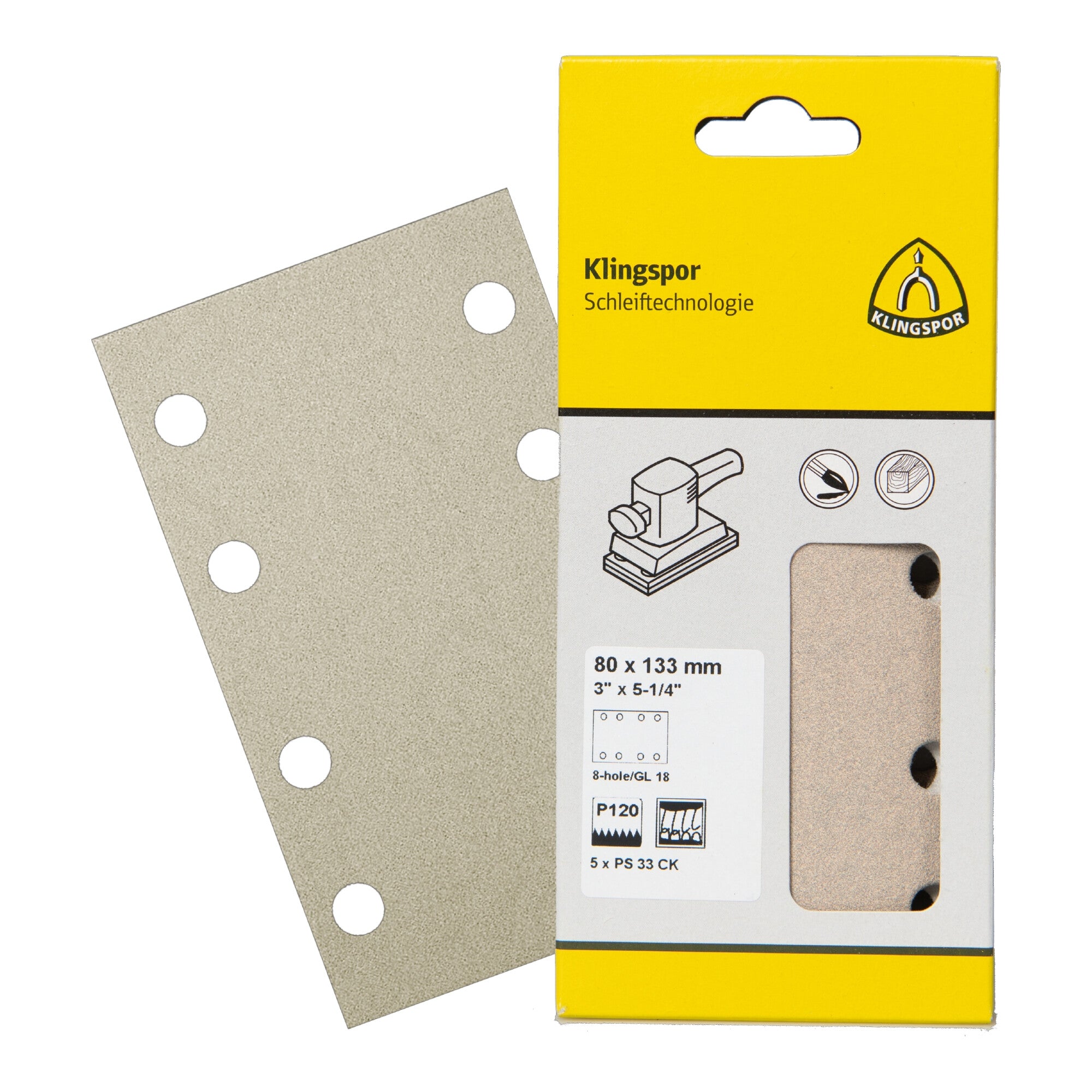 Klingspor PS 33 CK Streifen kletthaftend, 115 x 230 mm Korn 80 Lochform GL15