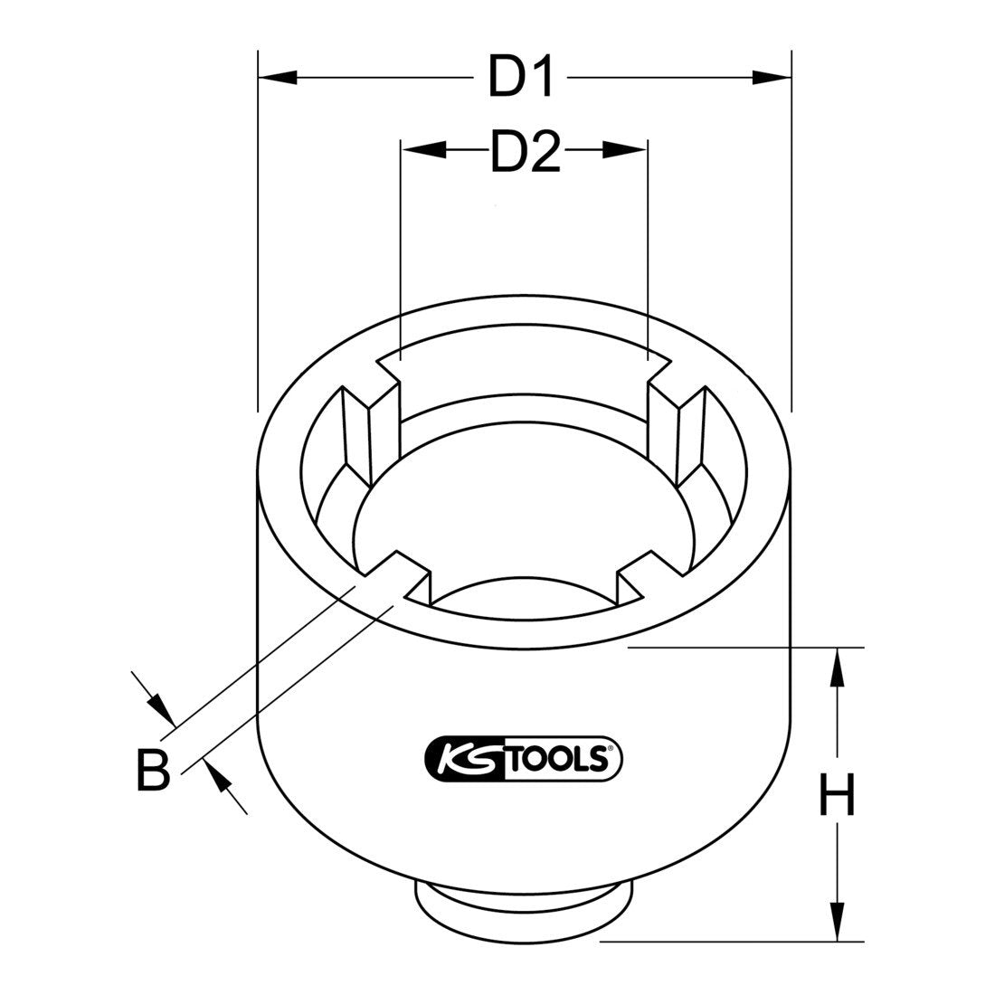 KS Tools 3/4 Zoll Nutmutter KM11, Zapfen innenliegend