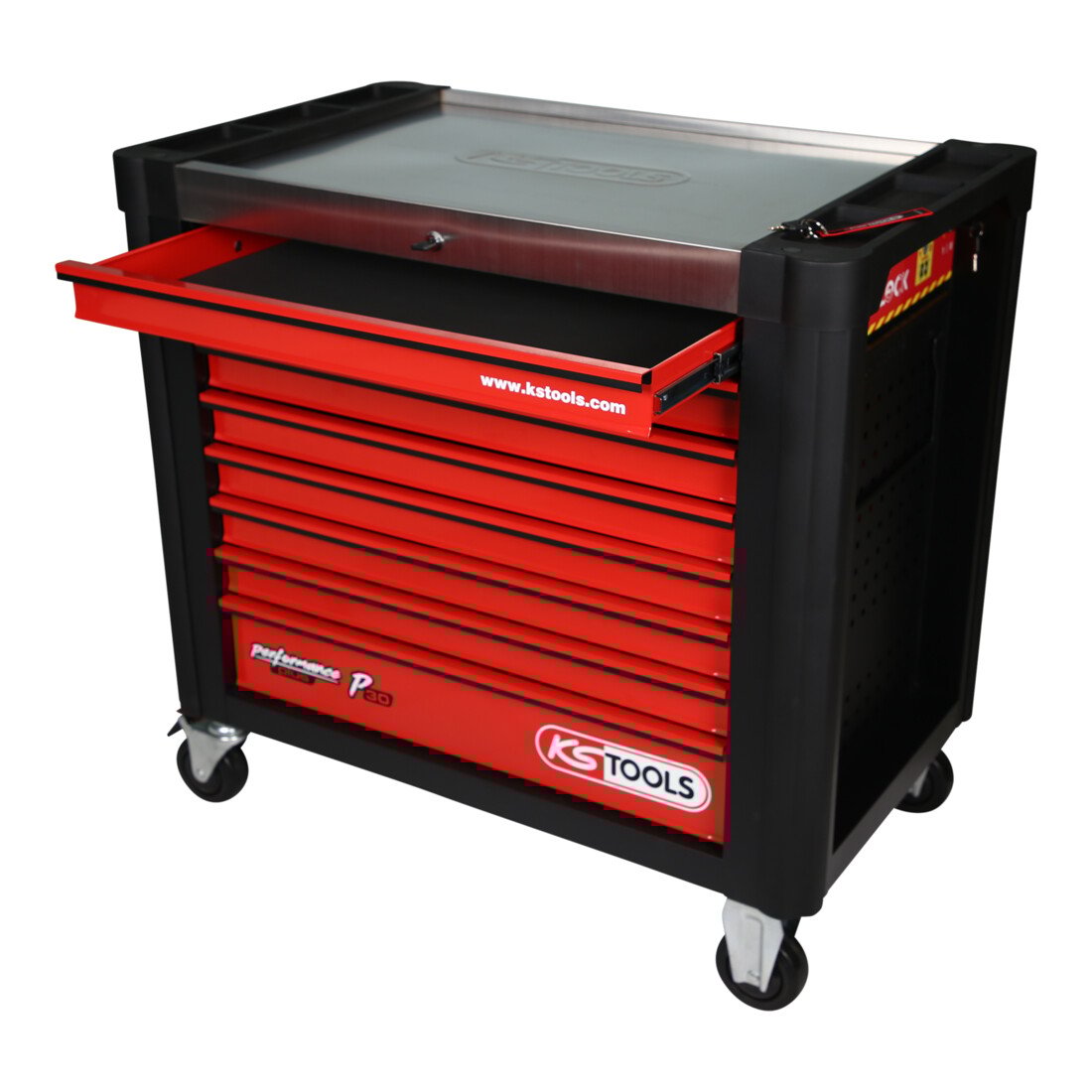 KS Tools PERFORMANCEplus P30 SCHWARZ/ROT Werkstattwagen mit 8 Schubladen