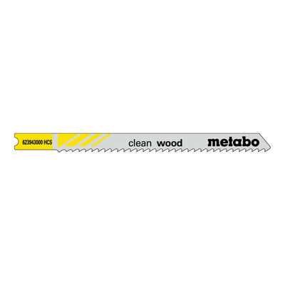 Metabo 5 U-Stichsägeblätter "clean wood" 82/ 2,5 mm, HCS, Universalschaft 5 Stk