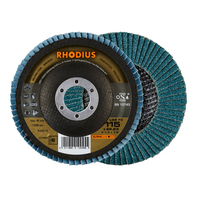 RHODIUS ALPHAline LGZ F3 Fächerschleifscheibe 115 x 22,23 mm K40 10 Stk