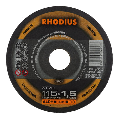 RHODIUS ALPHAline XT70 Extradünne Trennscheibe 115 x 1,5 x 22,23 mm 100 Stk