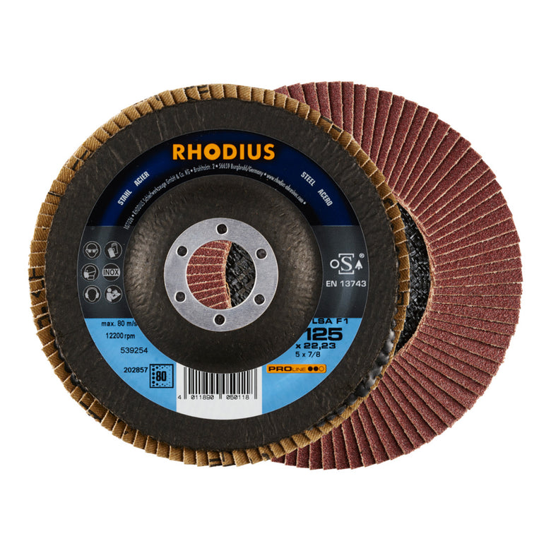 RHODIUS PROline LSA F1 Fächerschleifscheibe 125 x 22,23 mm K80 10 Stk