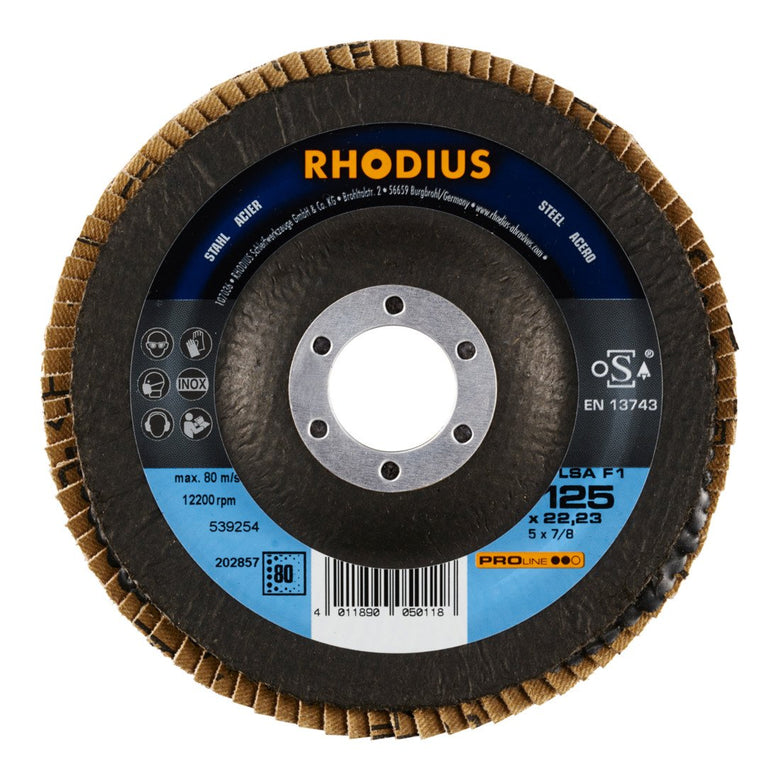 RHODIUS PROline LSA F1 Fächerschleifscheibe 125 x 22,23 mm K80 10 Stk