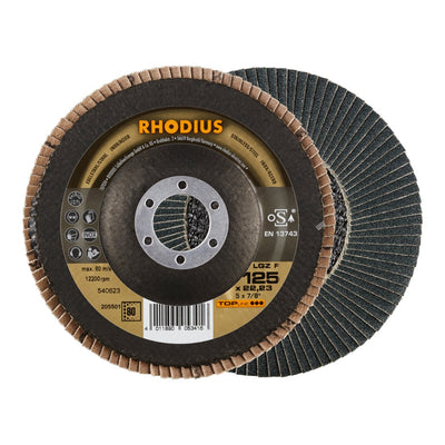 RHODIUS TOPline LGZ F Fächerschleifscheibe 125 x 22,23 mm K80 10 Stk