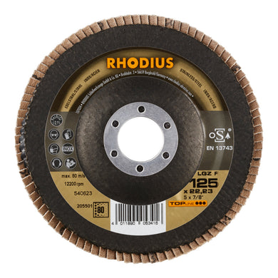 RHODIUS TOPline LGZ F Fächerschleifscheibe 125 x 22,23 mm K80 10 Stk