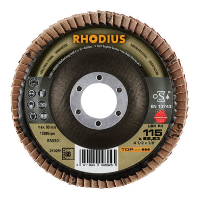 RHODIUS TOPline LSK FK Fächerschleifscheibe 115 x 22,23 mm K60 10 Stk