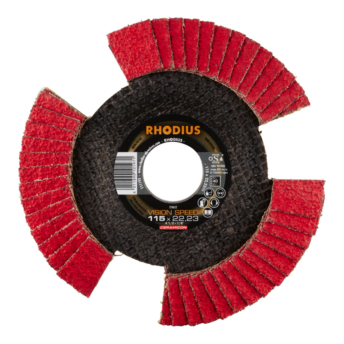 RHODIUS TOPline VISION SPEED Fächerschleifscheibe 115 x 22,23 mm K40 10 Stk