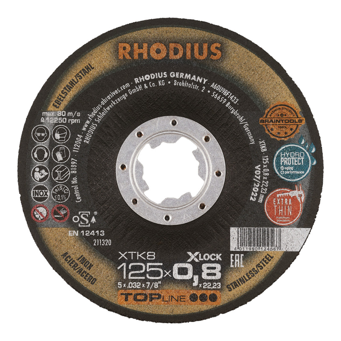 RHODIUS TOPline XT8 EXACT X-LOCK Extradünne Trennscheibe 115 x 0,8 x 22,23 mm 25