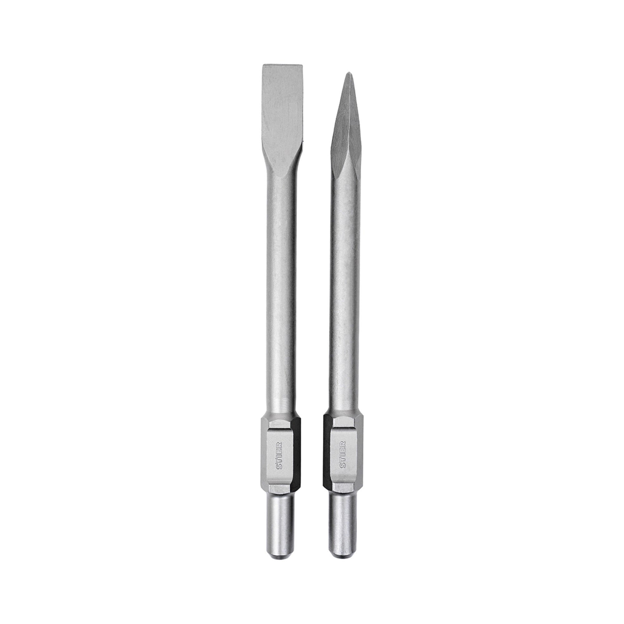 STIER SDS-HEX Flachmeißel Spitzmeißel Set 410 mm für Abbruchhammer vielseitig