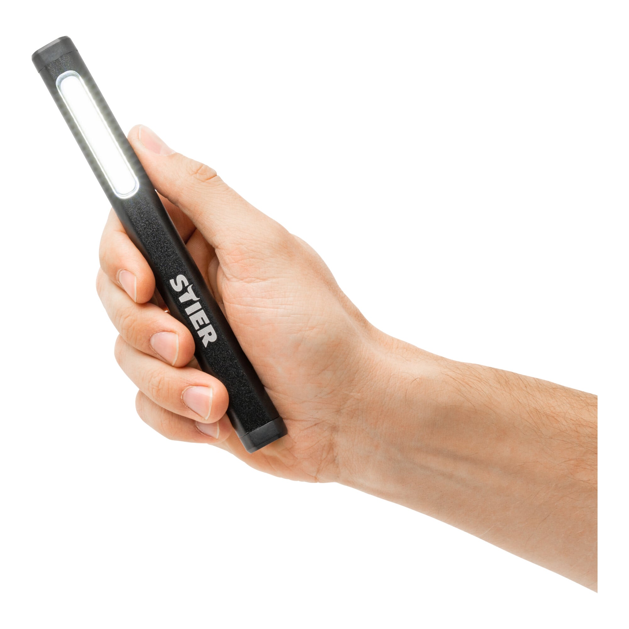 STIER Akku COB LED Stiftleuchte 200 Lumen 750 mAh Akku Aluminiumgehäuse USB Clip