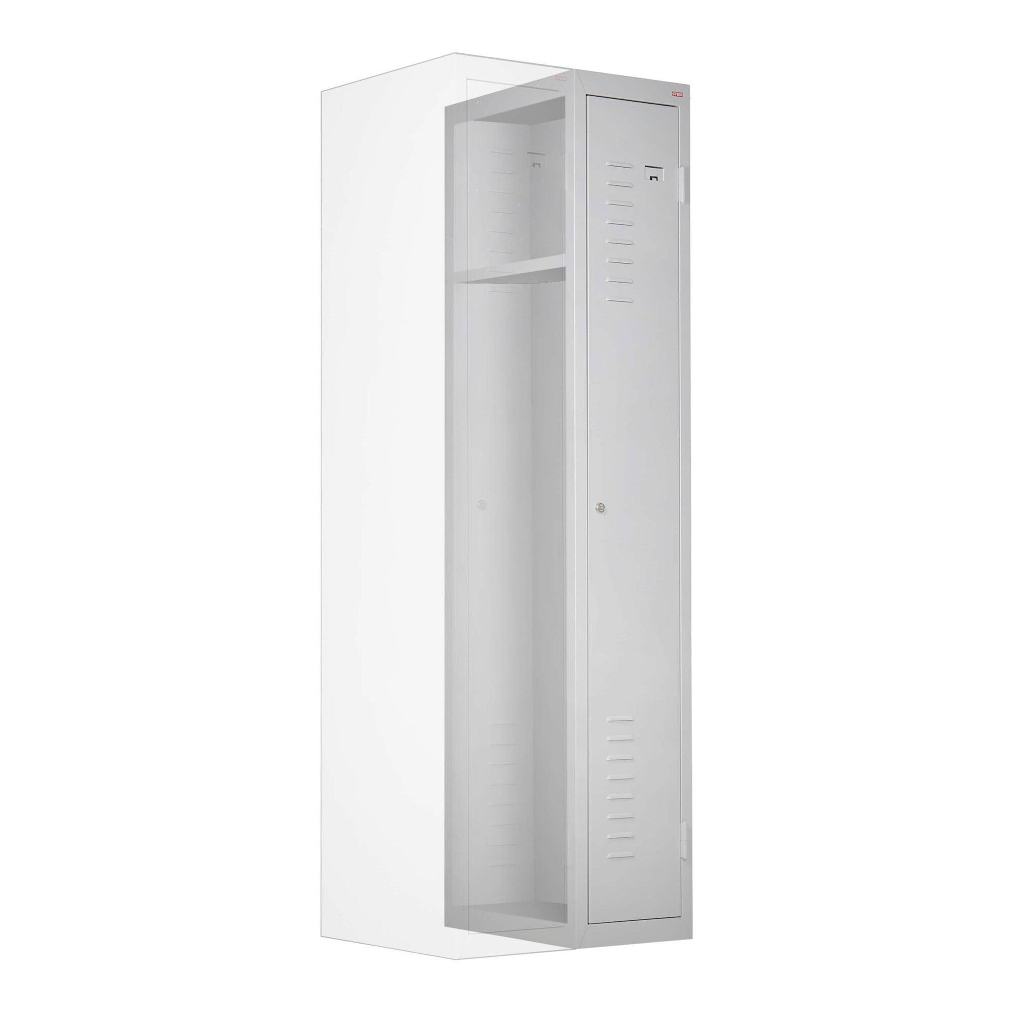 STIER wardrobe locker | add-on unit | 1800x300x500mm | light gray | metal cabinet | expandable | locker | 1 compartment | locker | secure storage of valuables | wardrobe cabinet