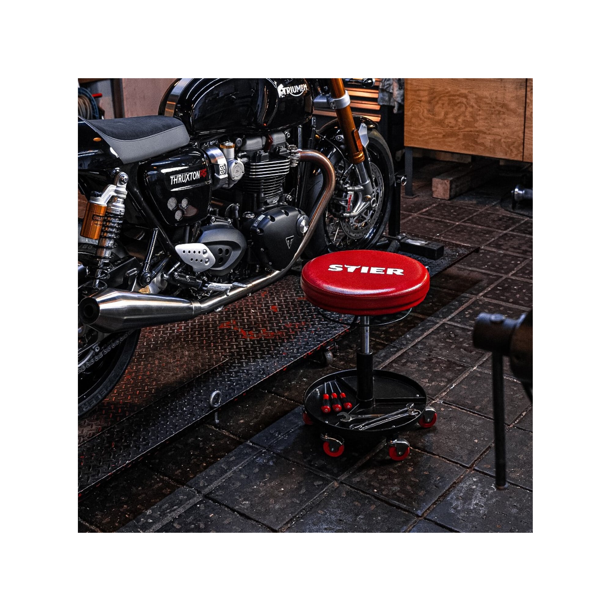 STIER Rollhocker für die Werkstatt höhenverstellbar Drehhocker Werkstatthocker