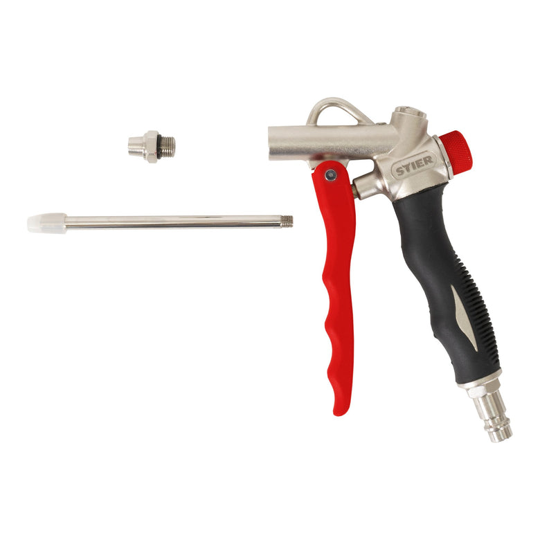 STIER blow gun with interchangeable nozzle and flow control 1/4 inch compressed air gun