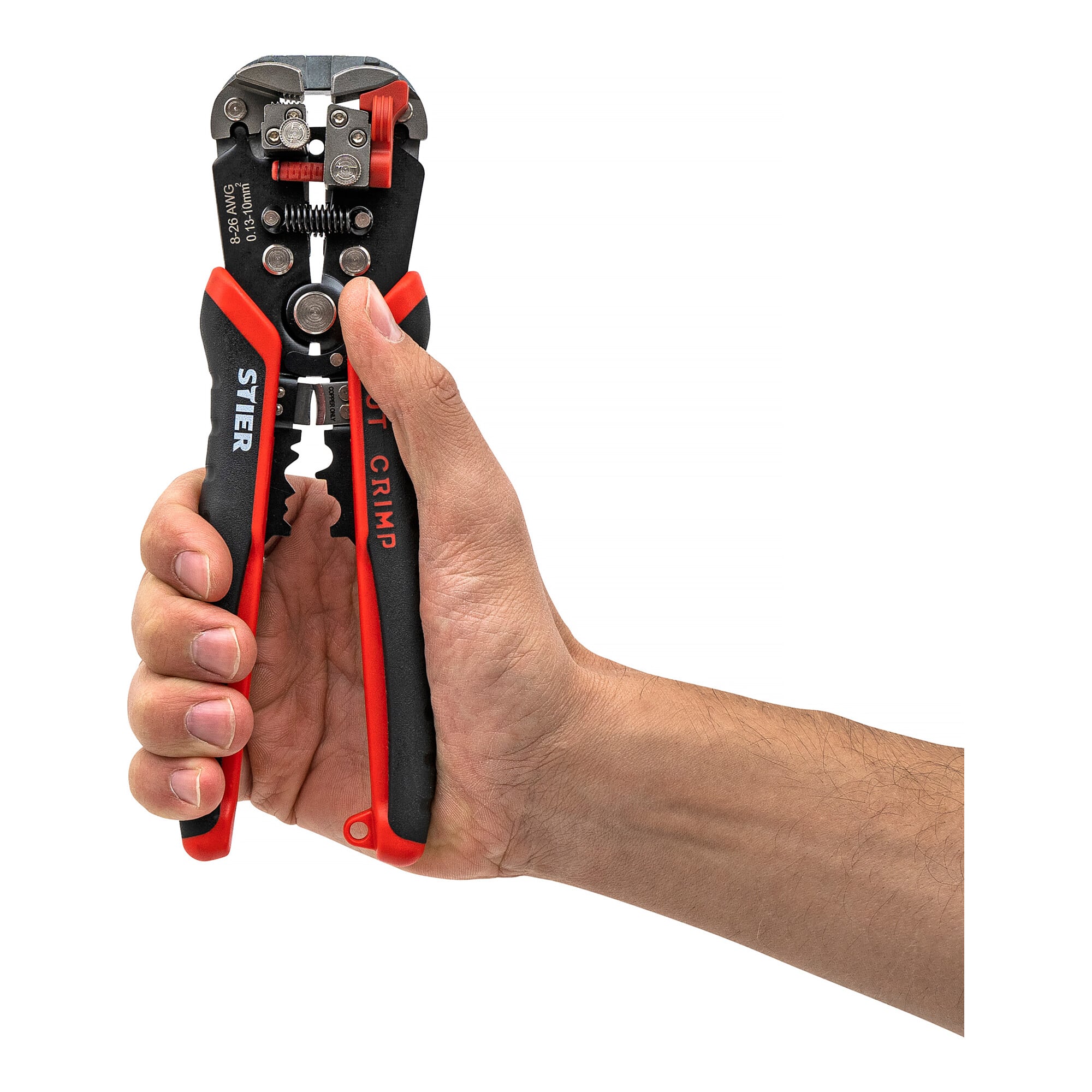 STIER automatic cutting, crimping and stripping pliers with current tester
