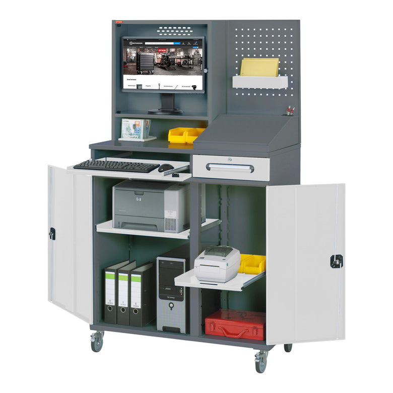 STIER Computerschrank Premium stationär BxTxH 650x520x1770 mm